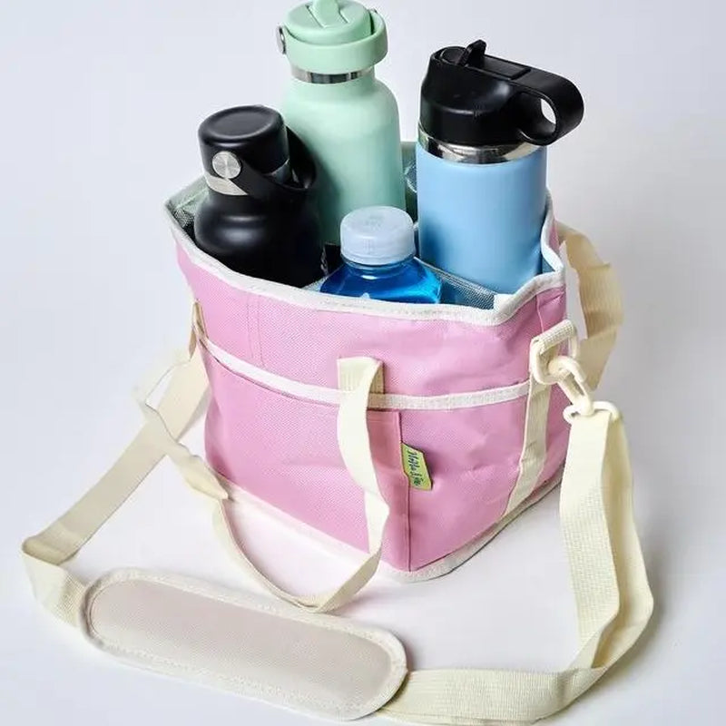 Family Size 4 Compartment Drink Bag, Multiple Tumbler Carrier Caddy Drinkware Sturdy