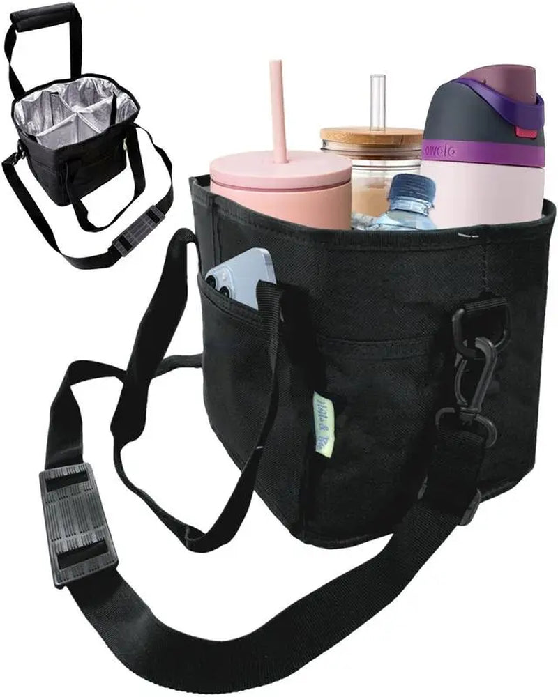 Family Size 4 Compartment Drink Bag, Multiple Tumbler Carrier Caddy Drinkware Sturdy
